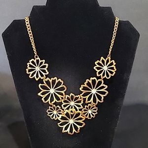 Statement Rhinestone Flower Floral Necklace